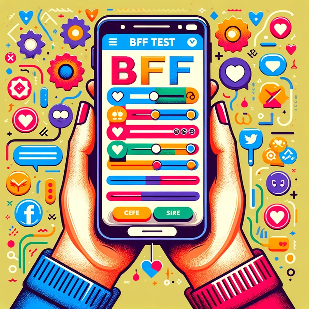 Renkli BFF Testi arayüzünü gösteren akıllı telefon
